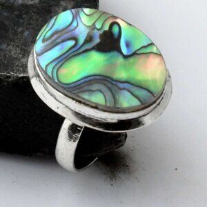 Abalone Steling Silver Ring Sx 7.5